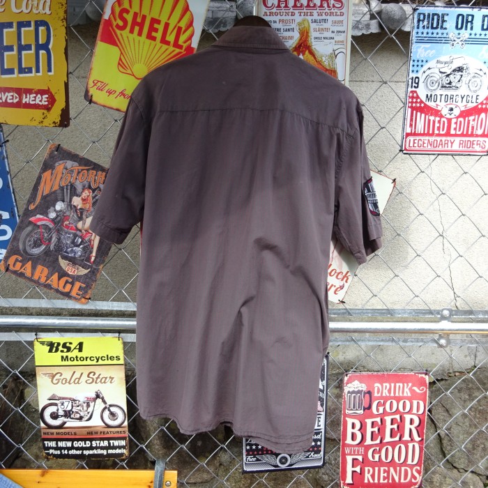 ハーレーダビッドソン ワークシャツ M ブラウン 半袖 胸ポケット ワッペン 茶 9891 | Vintage.City 古着屋、古着コーデ情報を発信