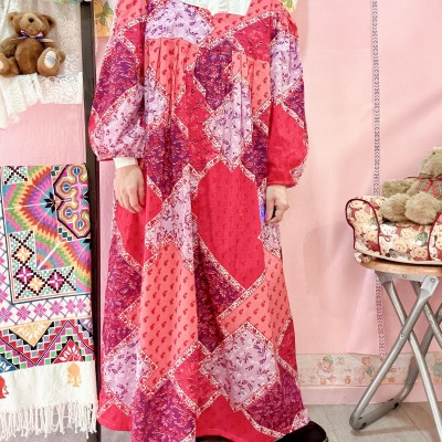 patchwork pattern dress | Vintage.City 古着屋、古着コーデ情報を発信