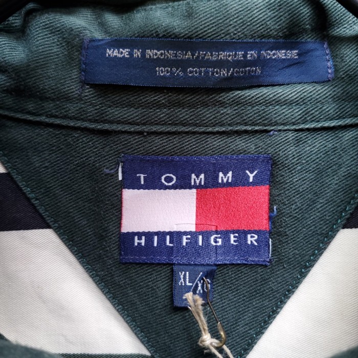 TOMMY HILFIGER  トミーヒルフィガー　90s  ストライプ　ボタンダウン　長袖シャツ　柄シャツ　ビッグサイズ　ヴィンテージ　ユニセックス　ストリート　アメカジ　古着 | Vintage.City 古着屋、古着コーデ情報を発信