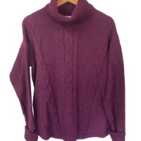 L.L.Bean ケーブルニットハイネックコットンsweaterパープル　L | Vintage.City 古着屋、古着コーデ情報を発信