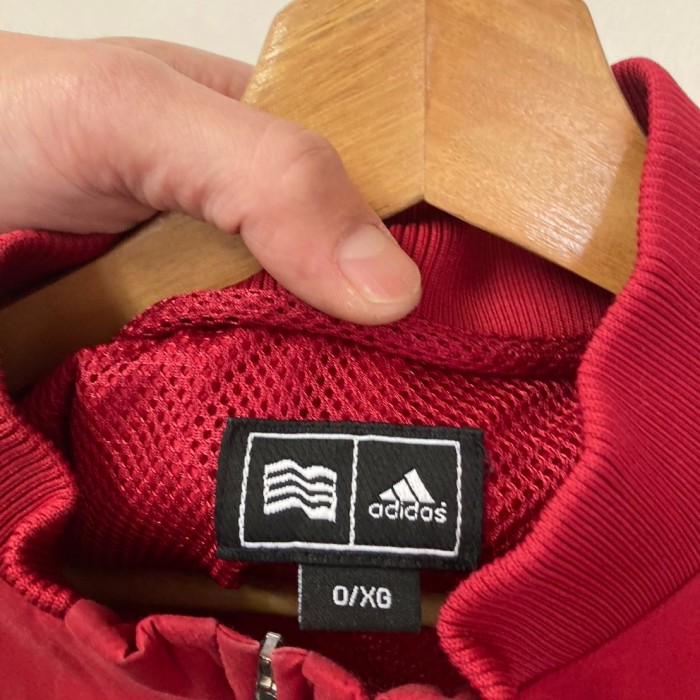 00's初期adidasハーフジップシェルトラック半袖シャツ　赤O/XG | Vintage.City 古着屋、古着コーデ情報を発信