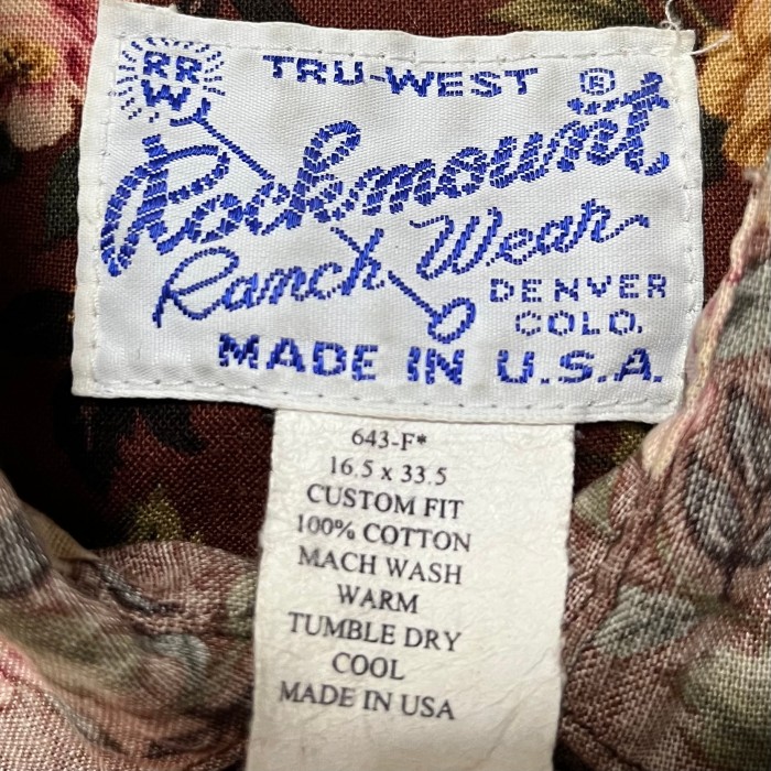 Rockmount/裏返し/花柄/ウエスタンシャツ/コットン/ベージュ/ロックマウント/MADE IN USA/アメリカ/フラワー/USA製/ビンテージ/ヴィンテージ/vintage | Vintage.City 古着屋、古着コーデ情報を発信