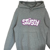 stussy ステューシー パーカー L センターロゴ プリント SSリンク