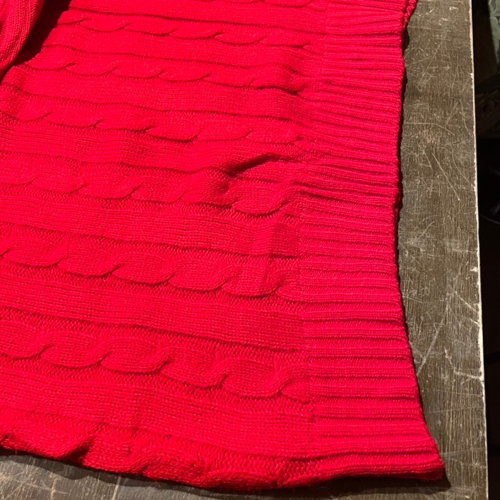 unknown クルーネック　ウール混　デザインニットセーター　イタリア製　レッド　C682 | Vintage.City 古着屋、古着コーデ情報を発信