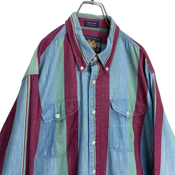 90s RALPH LAUREN CHAPS L/S multicolored stripe shirt | Vintage.City 빈티지숍, 빈티지 코디 정보