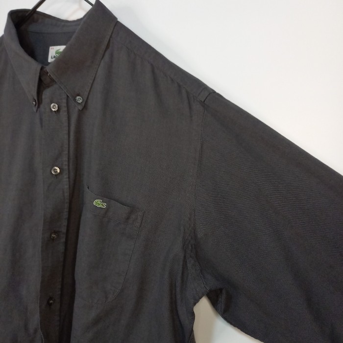 ラコステ　BDシャツ　長袖　ボタンダウン　刺繍　コットン　ユーロ　グレー　XL | Vintage.City 古着屋、古着コーデ情報を発信