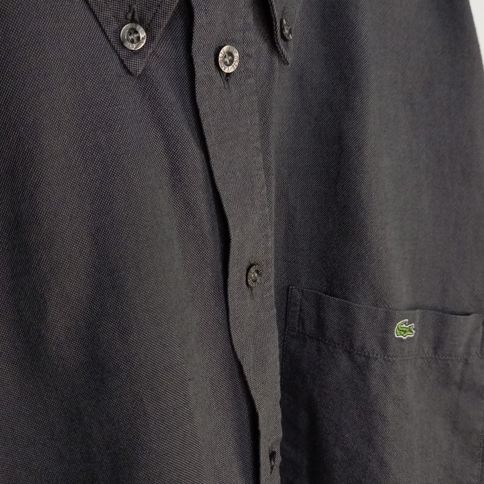 ラコステ　BDシャツ　長袖　ボタンダウン　刺繍　コットン　ユーロ　グレー　XL | Vintage.City 古着屋、古着コーデ情報を発信
