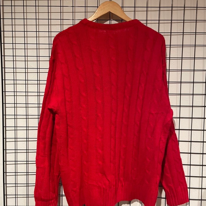unknown クルーネック　ウール混　デザインニットセーター　イタリア製　レッド　C682 | Vintage.City 古着屋、古着コーデ情報を発信