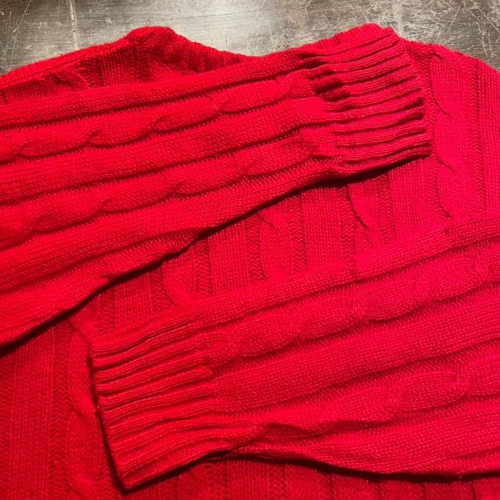 unknown クルーネック　ウール混　デザインニットセーター　イタリア製　レッド　C682 | Vintage.City 빈티지숍, 빈티지 코디 정보