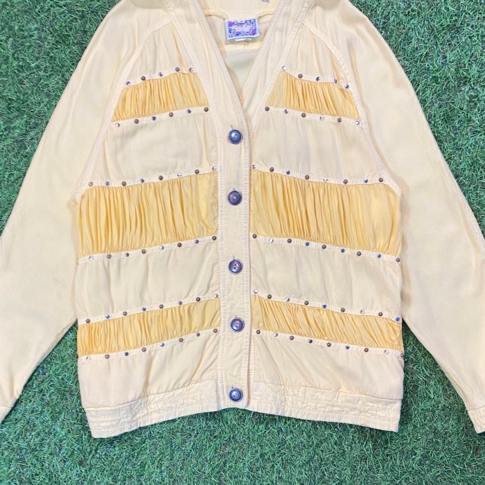 【Lady's】90s レーヨン デザイン ジャケット / Made In USA ヴィンテージ Vintage 古着 トップス 黄色 長袖 シャツ | Vintage.City 古着屋、古着コーデ情報を発信