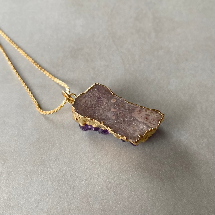 Vintage 00s USA retro amethyst cluster gold necklace レトロ アメリカ ヴィンテージ アクセサリー 天然石 アメジスト クラスター ゴールド ネックレス | Vintage.City 古着屋、古着コーデ情報を発信