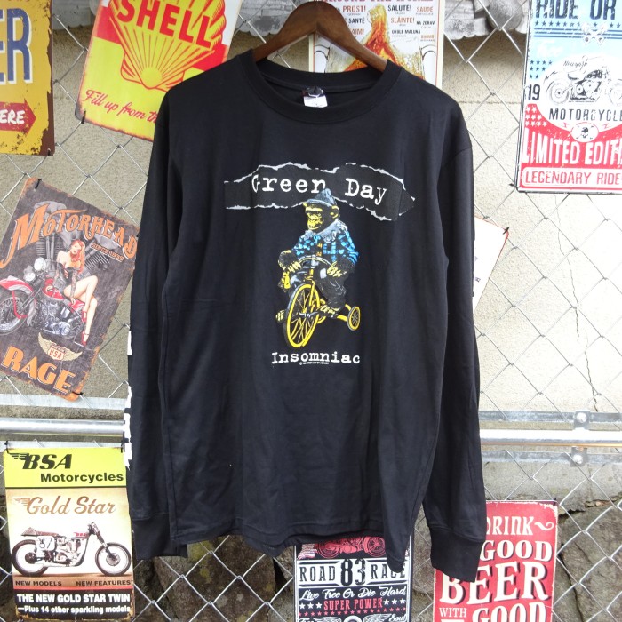 バンドTシャツ ロンT グリーンデイ 黒 サル 自転車 両面プリント 袖ロゴ 9922 | Vintage.City 古着屋、古着コーデ情報を発信