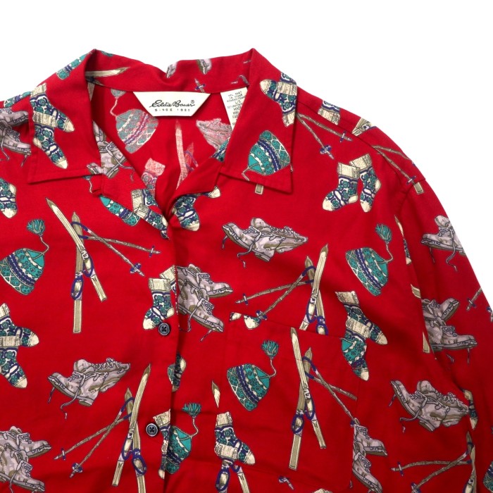 Eddie Bauer 総柄 オープンカラーシャツ L レッド レーヨン 90年代 | Vintage.City 古着屋、古着コーデ情報を発信