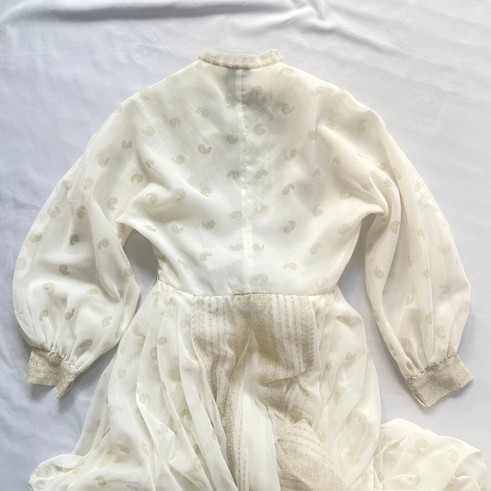 vintage MAXAN white paisley see-through maxi gown ヴィンテージ 白シースルーペイズリー柄マキシ丈ガウン | Vintage.City 古着屋、古着コーデ情報を発信