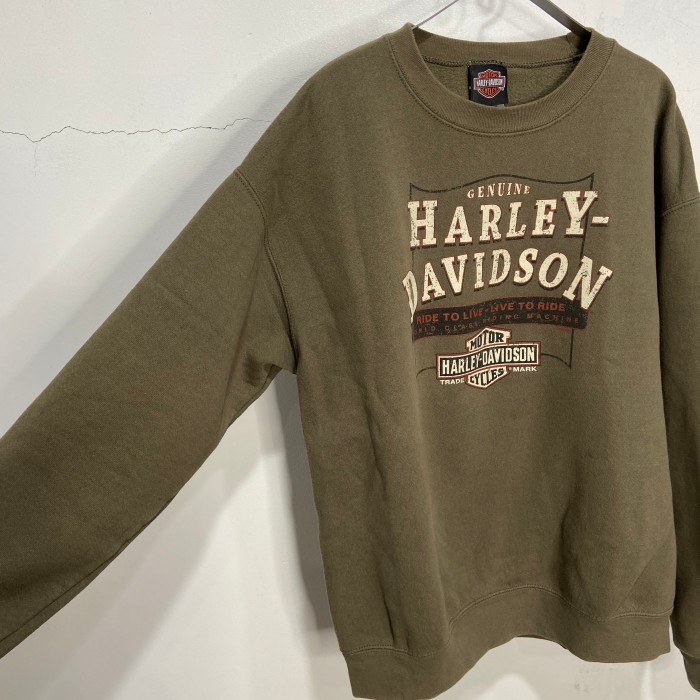 HARLEY DAVIDSON ハーレーダビッドソン　ロゴスウェット　カーキ　L | Vintage.City 古着屋、古着コーデ情報を発信
