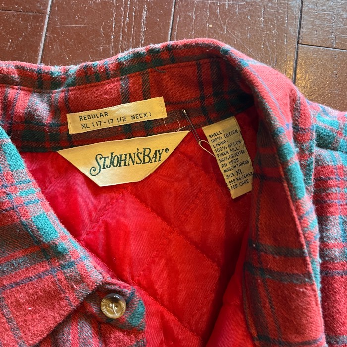 80's~90's St John's Bay Quilted Flannel Check Shirt セントジョンズベイ 中綿 チェック ネルシャツ XL | Vintage.City 古着屋、古着コーデ情報を発信