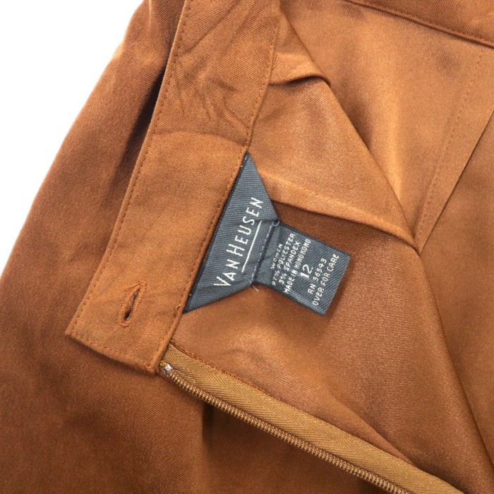 VAN HEUSEN Aライン ロングスカート 12 ブラウン ポリエステル ストレッチ | Vintage.City 古着屋、古着コーデ情報を発信