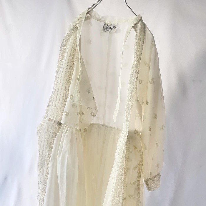 vintage MAXAN white paisley see-through maxi gown ヴィンテージ 白シースルーペイズリー柄マキシ丈ガウン | Vintage.City 古着屋、古着コーデ情報を発信