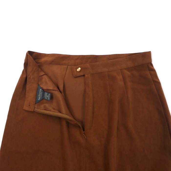 VAN HEUSEN Aライン ロングスカート 12 ブラウン ポリエステル ストレッチ | Vintage.City 古着屋、古着コーデ情報を発信