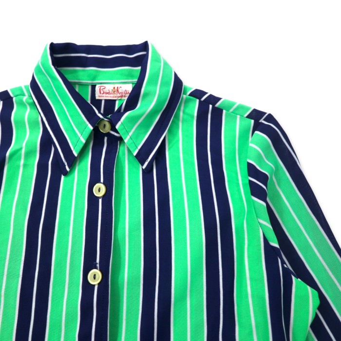 Bodin Knits ポリシャツ L ネイビー グリーン ストライプ ポリエステル DACRON 70年代 | Vintage.City 빈티지숍, 빈티지 코디 정보
