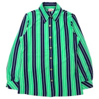Bodin Knits ポリシャツ L ネイビー グリーン ストライプ ポリエステル DACRON 70年代 | Vintage.City 빈티지숍, 빈티지 코디 정보