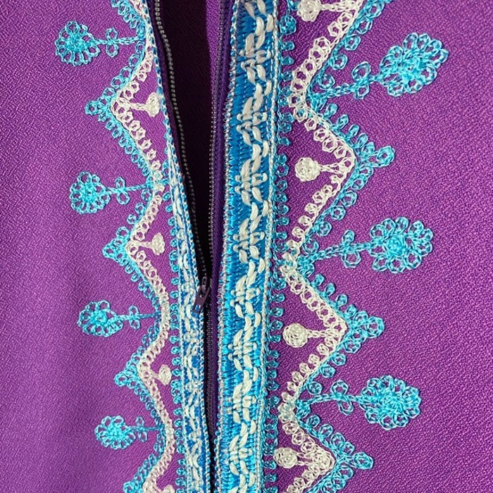 ワンピース ドレス 民族 カフタンドレス 紫 青  XL相当 | Vintage.City 古着屋、古着コーデ情報を発信