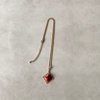 Vintage 80s retro red enameled square design necklace レトロ ヴィンテージ アクセサリー レッド エナメル スクエア デザイン ネックレス | Vintage.City 빈티지숍, 빈티지 코디 정보