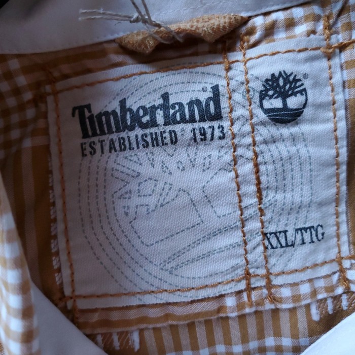 Timberland   ティンバーランド　ワンポイント刺繍　ブロックチェック　半袖シャツ　柄シャツ　ビッグサイズ　ヴィンテージ　ユニセックス　人気カラー　オレンジ　ヒップホップ　ストリート　アメカジ　古着 | Vintage.City 古着屋、古着コーデ情報を発信