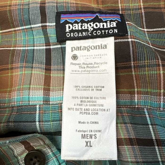 patagonia パタゴニア　コットンチェックシャツ　長袖シャツ　XLサイズ　ミントグリーン　ブラウン  古着 | Vintage.City 빈티지숍, 빈티지 코디 정보