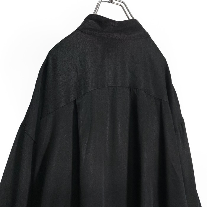 80-90s Rayon/Acetate bigsized black shirt | Vintage.City 古着屋、古着コーデ情報を発信