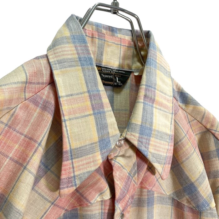 70s JCPenny L/S pale color check design shirt | Vintage.City 빈티지숍, 빈티지 코디 정보