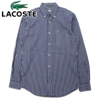 LACOSTE ボタンダウンシャツ 38 ネイビー ストライプ コットン REGULAR FIT ワンポイントロゴ F5182 | Vintage.City 古着屋、古着コーデ情報を発信