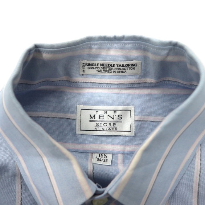 THE MEN'S STORE AT SEARS 90年代 オックスフォード ボタンダウンシャツ 16 1/2 ブルー ストライプ ポリエステル コットン SINGLE NEEDLE TAILORING | Vintage.City 古着屋、古着コーデ情報を発信