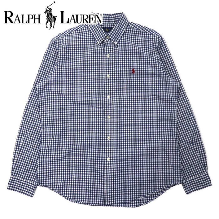 RALPH LAUREN ギンガムチェック ボタンダウンシャツ L ブルー コットン スモールポニー刺繍 | Vintage.City 古着屋、古着コーデ情報を発信