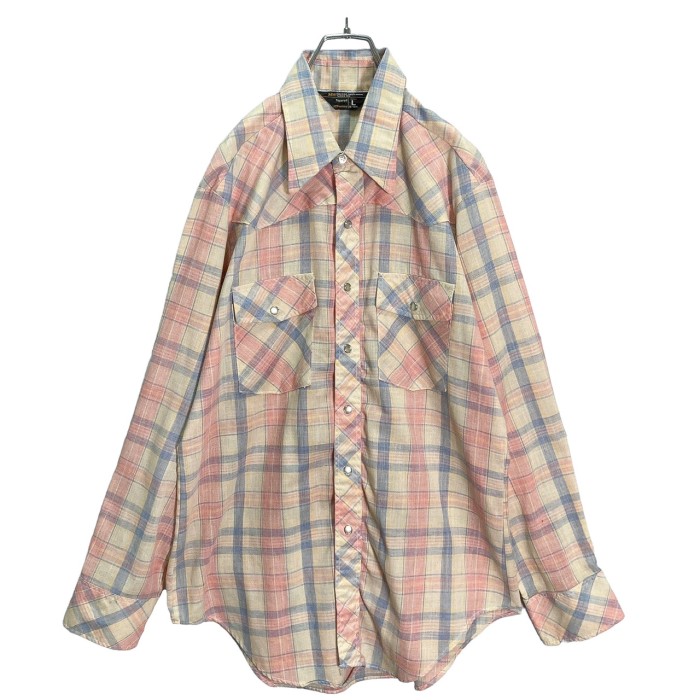 70s JCPenny L/S pale color check design shirt | Vintage.City 古着屋、古着コーデ情報を発信