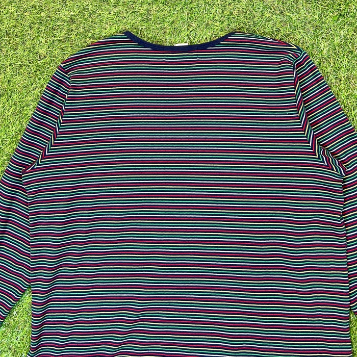 【Unisex】90s マルチカラー ボーダー トップス / Made In USA Vintage ヴィンテージ 古着 長袖 Tシャツ T-Shirts ティーシャツ カットソー ロンT ロンティー | Vintage.City 빈티지숍, 빈티지 코디 정보