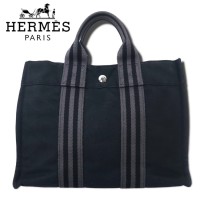 HERMES フランス製 フールトゥ PM トートバッグ ハンドバッグ ブラック コットン キャンバス | Vintage.City 古着屋、古着コーデ情報を発信