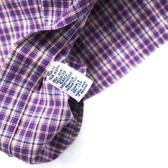 RALPH LAUREN ボタンダウンシャツ L パープル チェック コットン CUSTOM FIT スモールポニー刺繍 | Vintage.City 古着屋、古着コーデ情報を発信