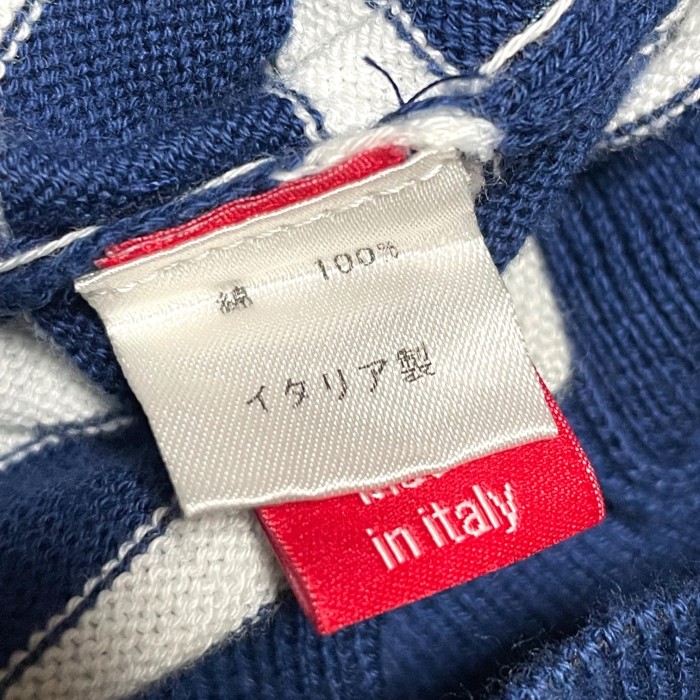 MADE IN ITALY製 altea ボーダークルーネックコットンセーター ネイビー Mサイズ | Vintage.City 古着屋、古着コーデ情報を発信