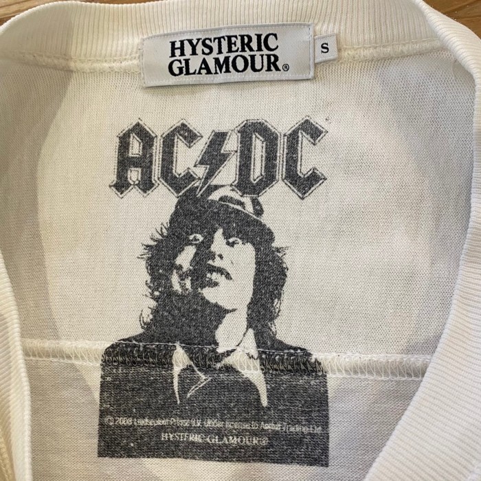 HYSTERIC GLAMOUR x AC/DC コラボ フットボールシャツ ロンT イラスト ロックバンド バンT Sサイズ ホワイト | Vintage.City 古着屋、古着コーデ情報を発信