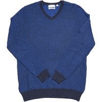 Calvin Klein イタリアンメリノウールVネックセーター ロイヤルブルー×ネイビー XSサイズ | Vintage.City 빈티지숍, 빈티지 코디 정보