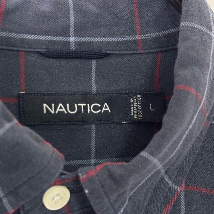 00s NAUTICA チェックシャツ 長袖 グレー ネイビー L S233 | Vintage.City 빈티지숍, 빈티지 코디 정보