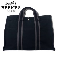 HERMES フランス製 フールトゥ MM キャンバス トートバッグ ブラック コットン | Vintage.City 古着屋、古着コーデ情報を発信
