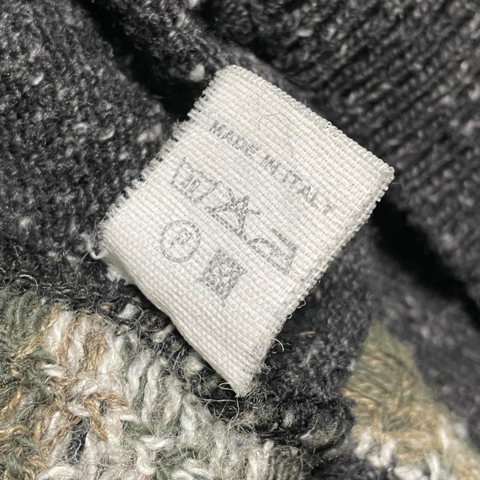 MADE IN ITALY製 G.PISANO クルーネックデザインセーター チャコールグレー Lサイズ | Vintage.City 빈티지숍, 빈티지 코디 정보