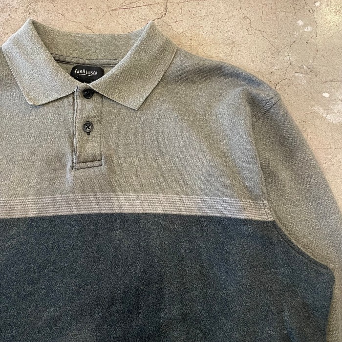 VAN HEUSEN long sleeve knit polo shirt | Vintage.City Vintage Shops, Vintage Fashion Trends
