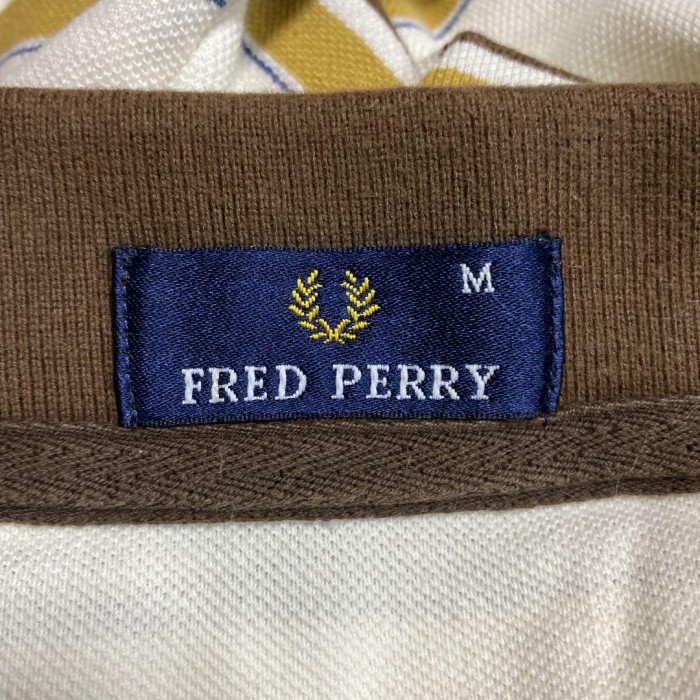 FRED PERRY logo border polo shirt size M 配送A フレッドペリー　ボーダーポロシャツ　刺繍ロゴ　襟ブラウン | Vintage.City 古着屋、古着コーデ情報を発信