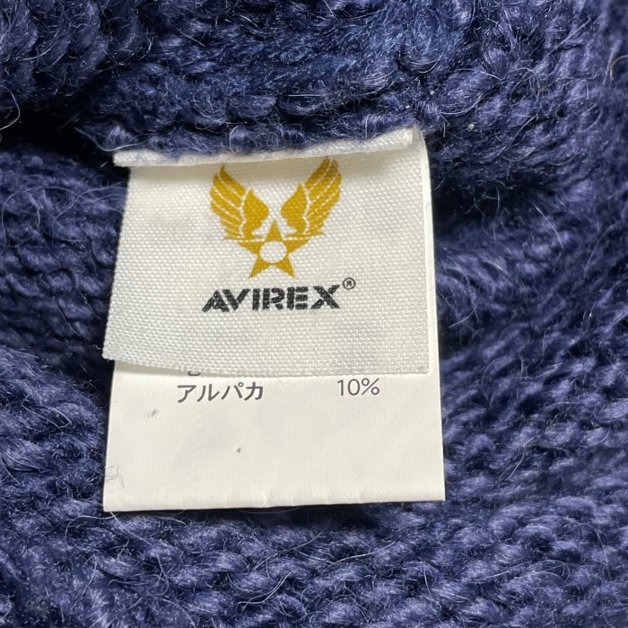 AVIREX ワッペン付きアルパカ混Vネックセーター ネイビー Mサイズ | Vintage.City 古着屋、古着コーデ情報を発信