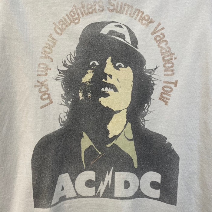 HYSTERIC GLAMOUR x AC/DC コラボ フットボールシャツ ロンT イラスト ロックバンド バンT Sサイズ ホワイト | Vintage.City 빈티지숍, 빈티지 코디 정보