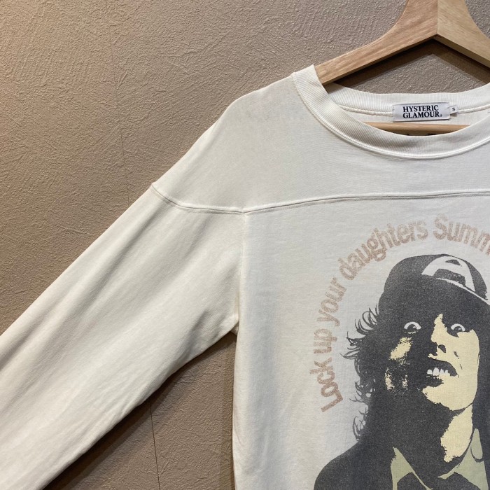 HYSTERIC GLAMOUR x AC/DC コラボ フットボールシャツ ロンT イラスト ロックバンド バンT Sサイズ ホワイト | Vintage.City 古着屋、古着コーデ情報を発信
