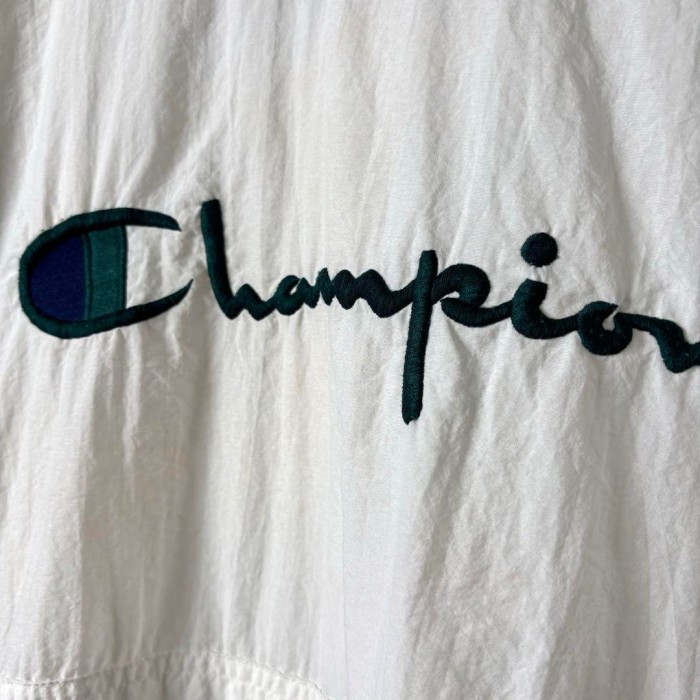 90s Champion ナイロンジャケット プルオーバー リブライン 白 XL | Vintage.City 古着屋、古着コーデ情報を発信